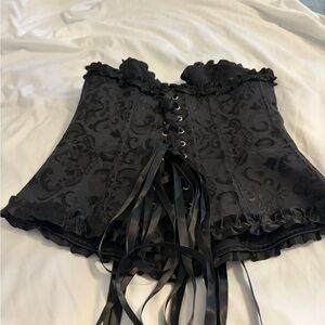 Black Lace-Up Bustier Corset Top - Women Intimates